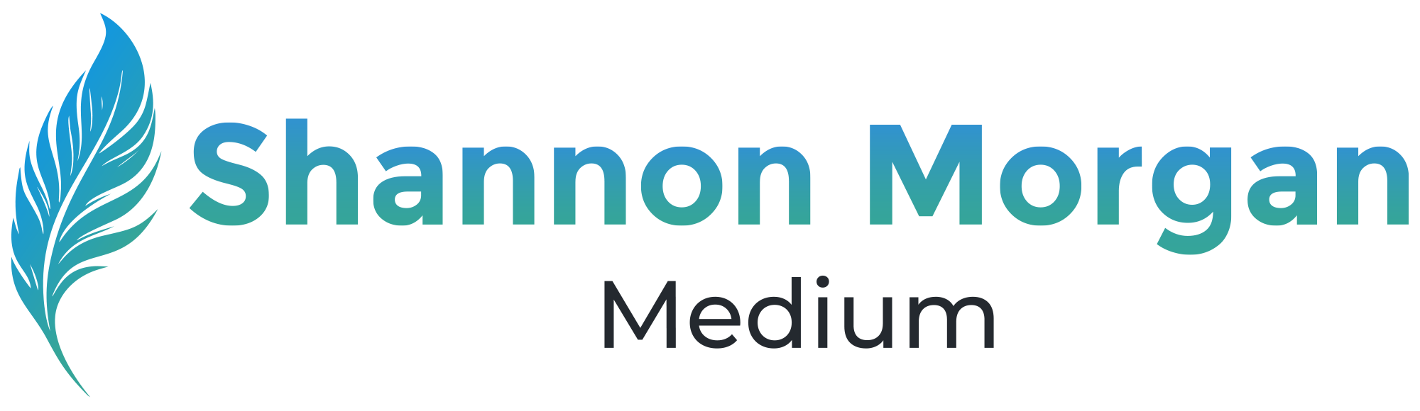 Shannon Morgan Medium Logo with blue and green gradient feather